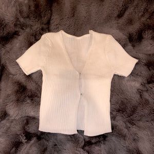 White sweater crop top